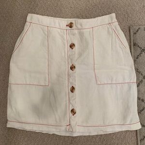 Anthropologie white linen skirt